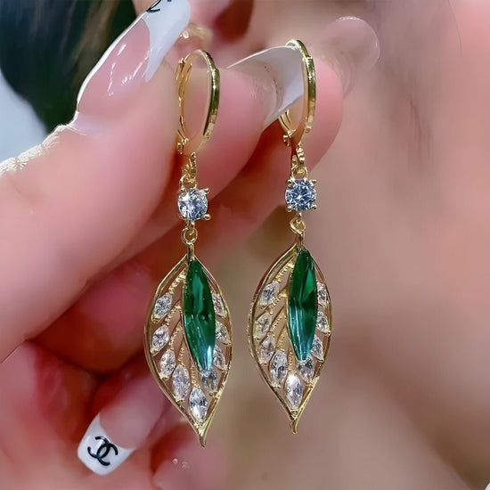 Aretes de cristal en forma de hoja - Moroveta