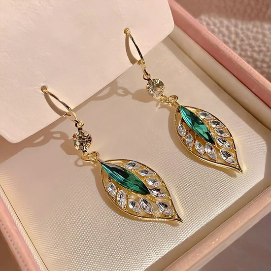 Aretes de cristal en forma de hoja - Moroveta