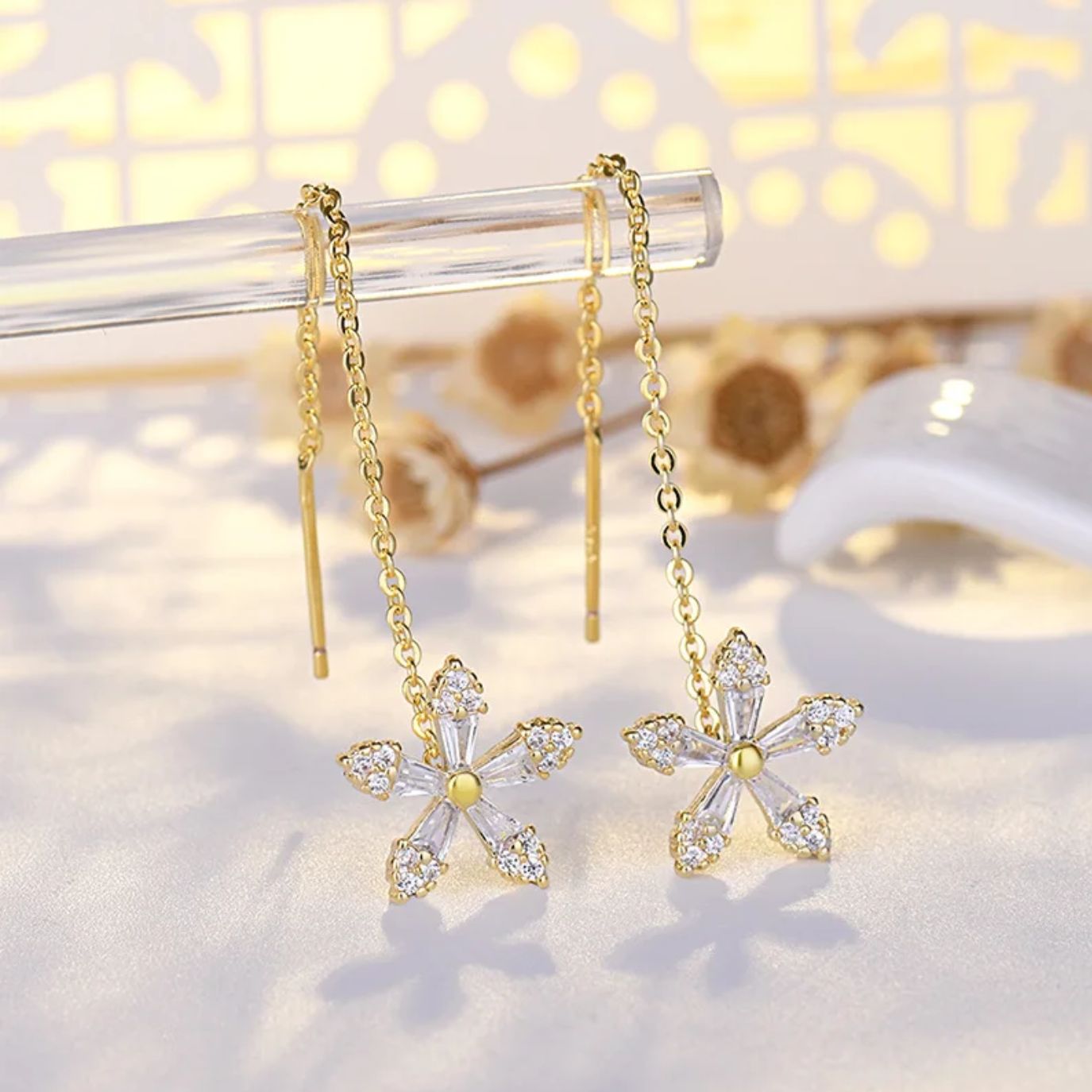 Aretes de diamante Flower - Moroveta