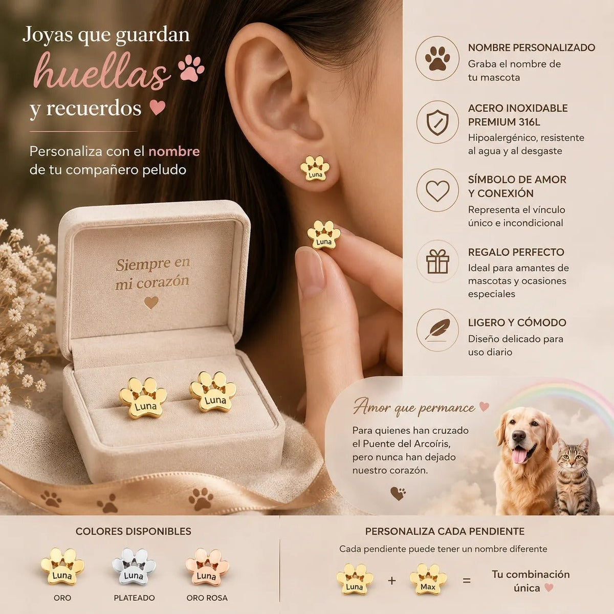 Aretes Huellita Personalizados - Moroveta