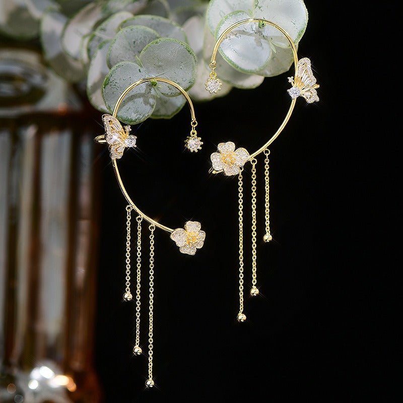 Aretes Mariposa pompón sin perforación - Moroveta