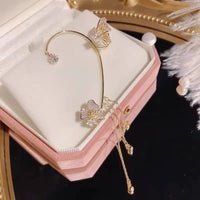 Aretes Mariposa pompón sin perforación - Moroveta