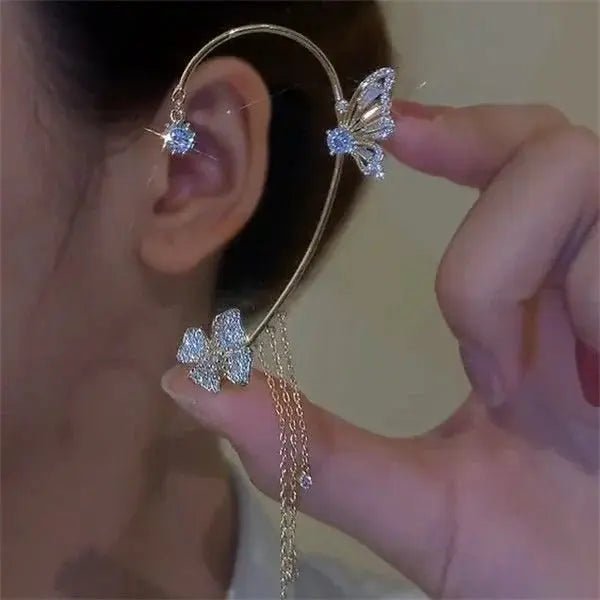 Aretes Mariposa pompón sin perforación - Moroveta