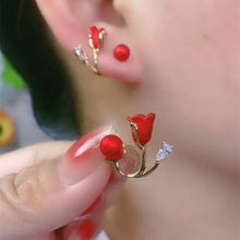 Cargar imagen en el visor de la galería, Aretes Tulipan Rojo - Moroveta