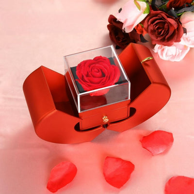 Caja con rosa eterna y collar de corazón - Set de regalo completo - Moroveta