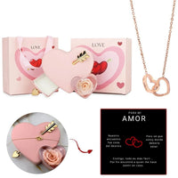 Caja Cupido con rosa eterna y collar con nombres personalizados - Moroveta