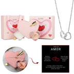 Caja Cupido con rosa eterna y collar con nombres personalizados - Moroveta