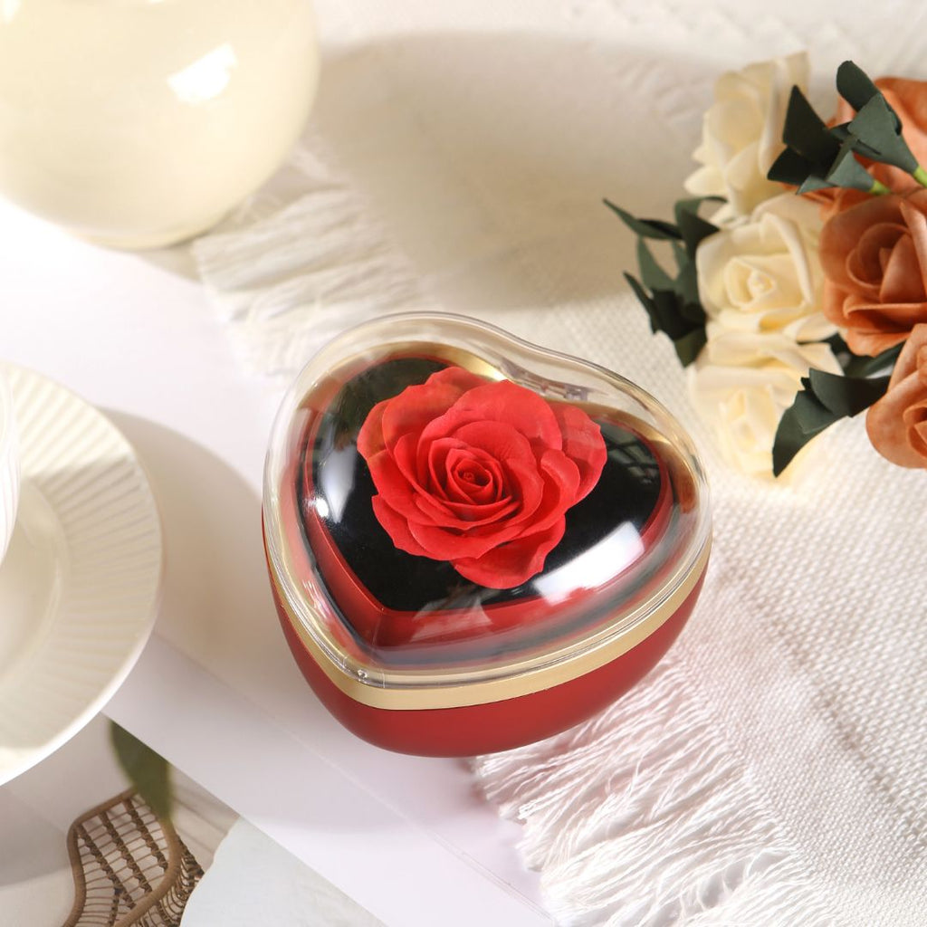 Caja de corazón con rosa eterna y collar - Set de regalo - Moroveta