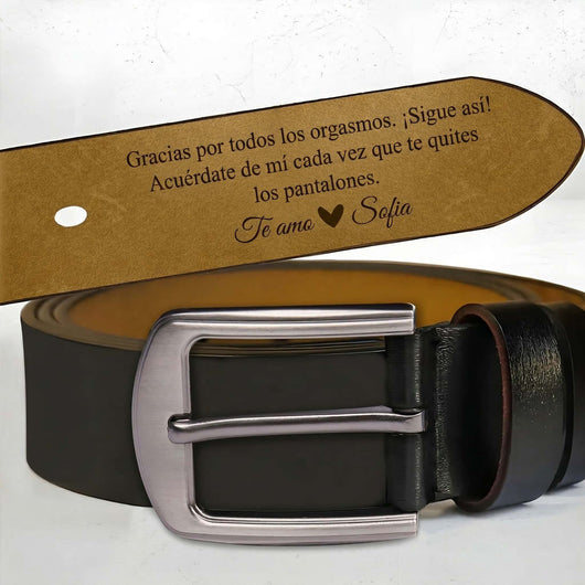Cinturón de cuero con nombre grabado – Un regalo único para tu pareja - Moroveta