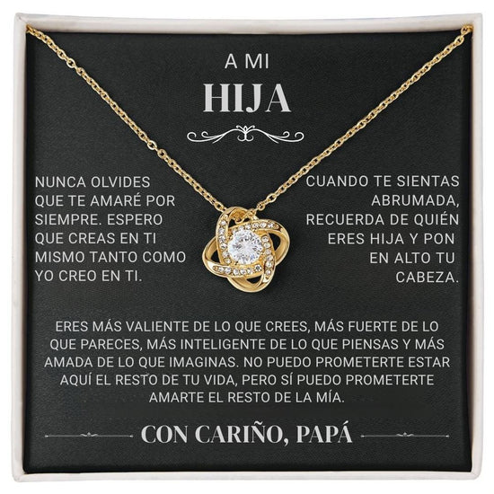 El collar "A mi Hija" - Con cariño Papá lleva un brillante colgante en una caja negra con un sentido mensaje grabado de papá, expresando amor y apoyo. El regalo perfecto para hija.