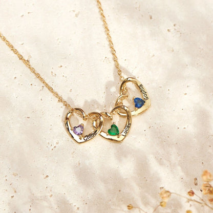 Collar con corazones y piedras de nacimiento - Moroveta