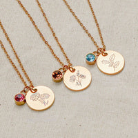 Collar con Flor y Piedra de Nacimiento - Moroveta