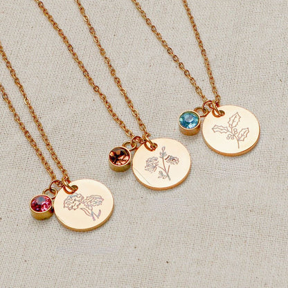 Collar con Flor y Piedra de Nacimiento - Moroveta