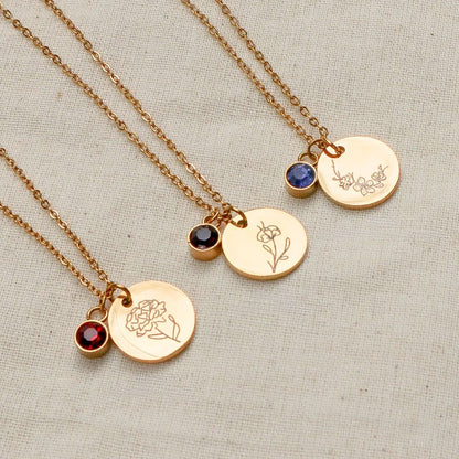 Collar con Flor y Piedra de Nacimiento - Moroveta