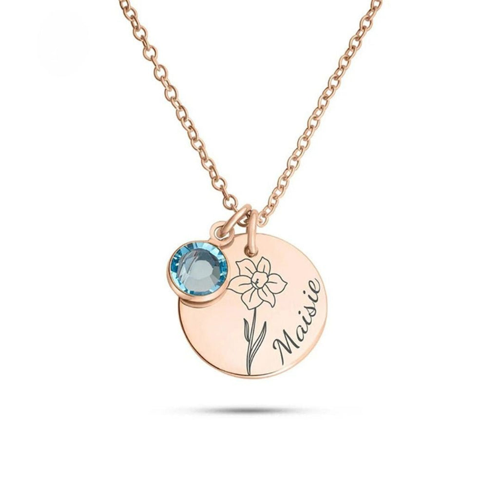 Collar con Flor y Piedra de Nacimiento - Moroveta