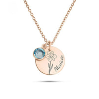 Collar con Flor y Piedra de Nacimiento - Moroveta