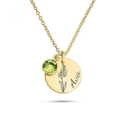 Collar con Flor y Piedra de Nacimiento - Moroveta