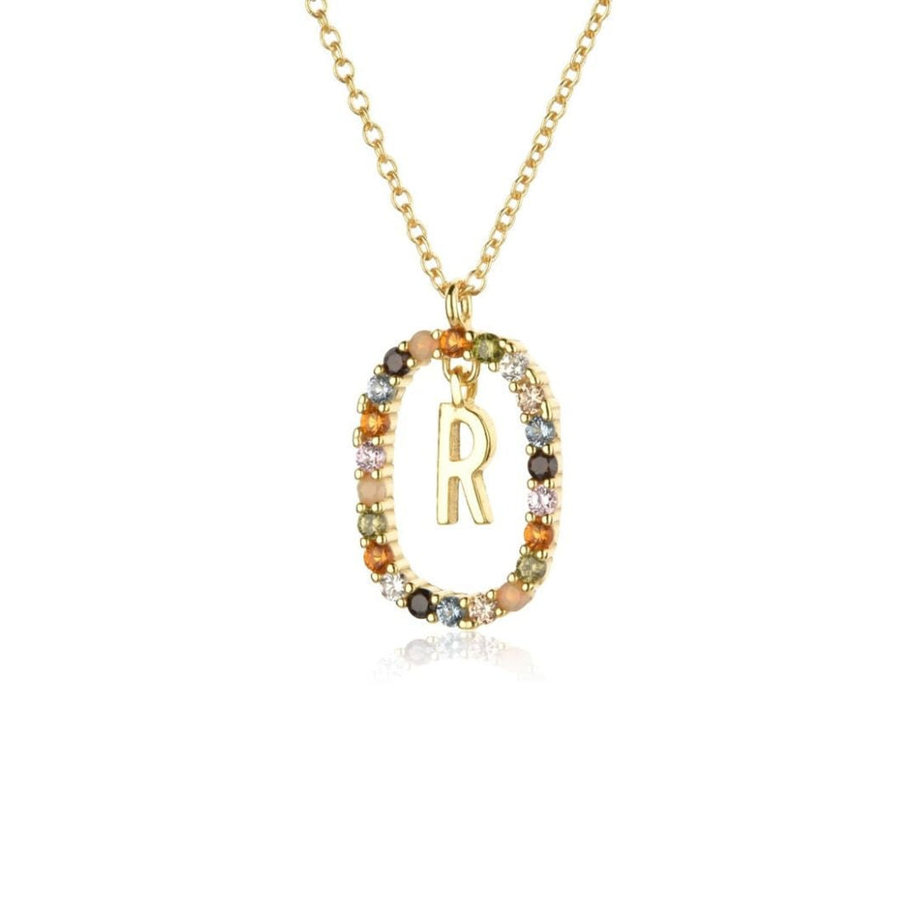 Collar con inicial y cristales multicolores - Moroveta