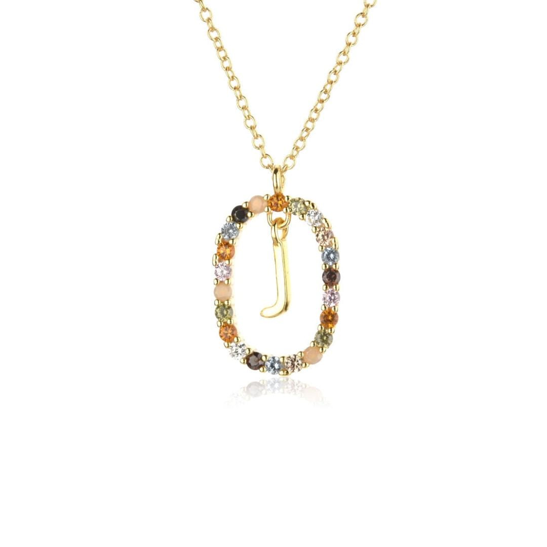 Collar con inicial y cristales multicolores - Moroveta