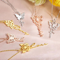 Collar con mariposa de nacimiento y nombre - Moroveta