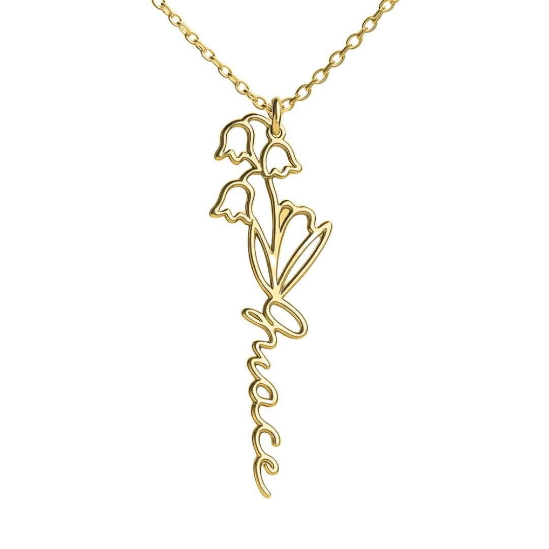 Collar con nombre y flor de nacimiento - Moroveta