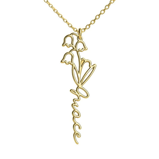 Collar con nombre y flor de nacimiento - Moroveta