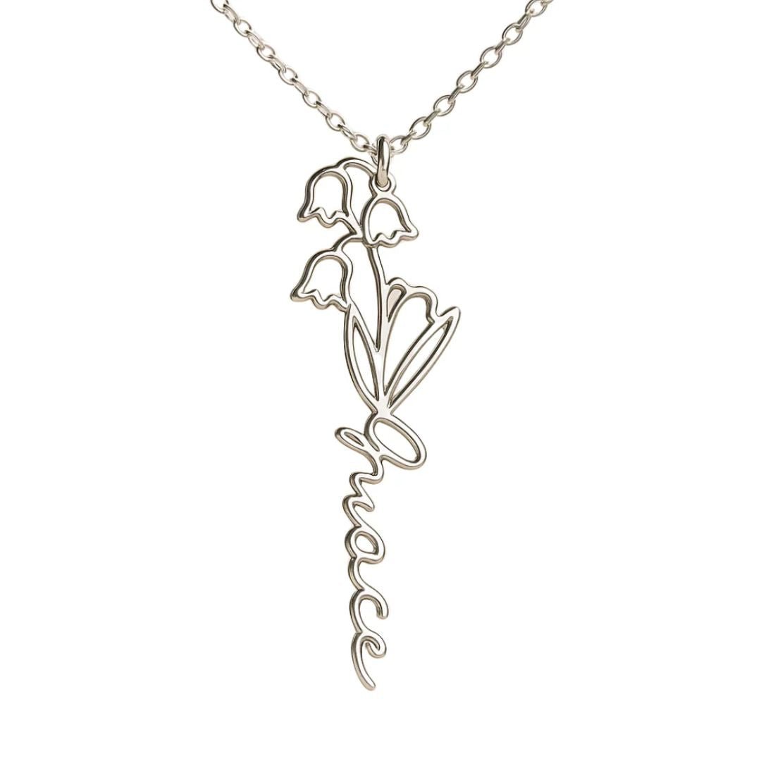 Collar con nombre y flor de nacimiento - Moroveta