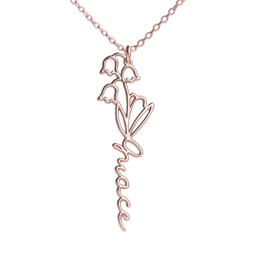 Collar con nombre y flor de nacimiento - Moroveta