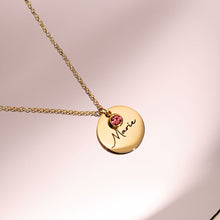 Cargar imagen en el visor de la galería, Collar con nombre y piedra de nacimiento circular - Moroveta