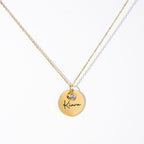 Collar con nombre y piedra de nacimiento circular - Moroveta