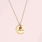 Collar con nombre y piedra de nacimiento circular - Moroveta