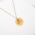 Collar con nombre y piedra de nacimiento circular - Moroveta