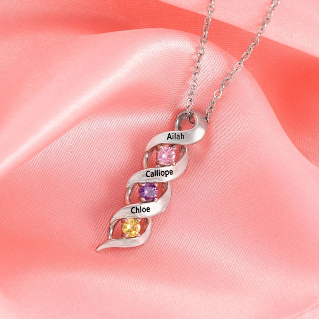 Collar con nombres y piedras natales - Moroveta