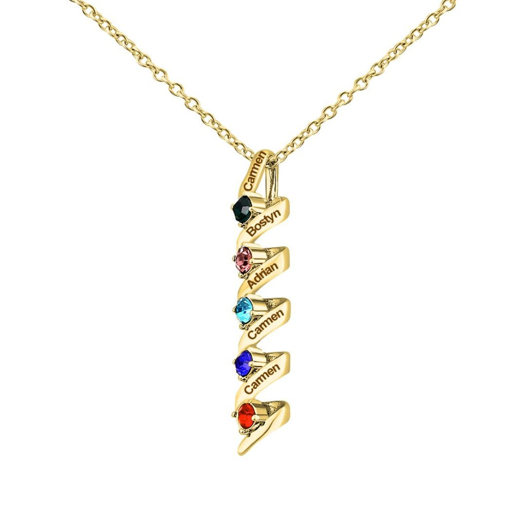 Collar con nombres y piedras natales - Moroveta