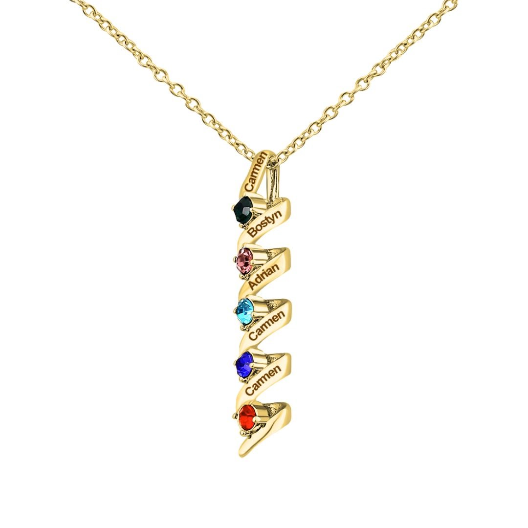 Collar con nombres y piedras natales - Moroveta
