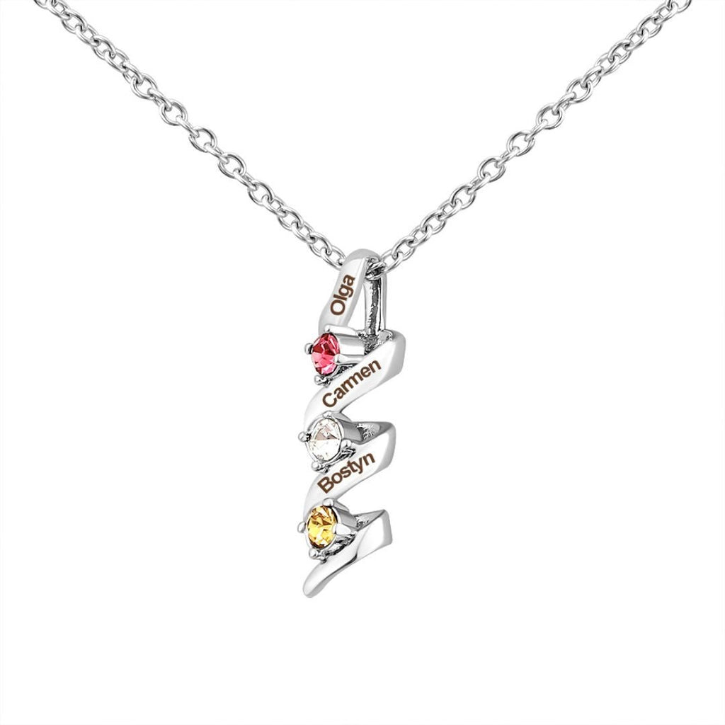 Collar con nombres y piedras natales - Moroveta