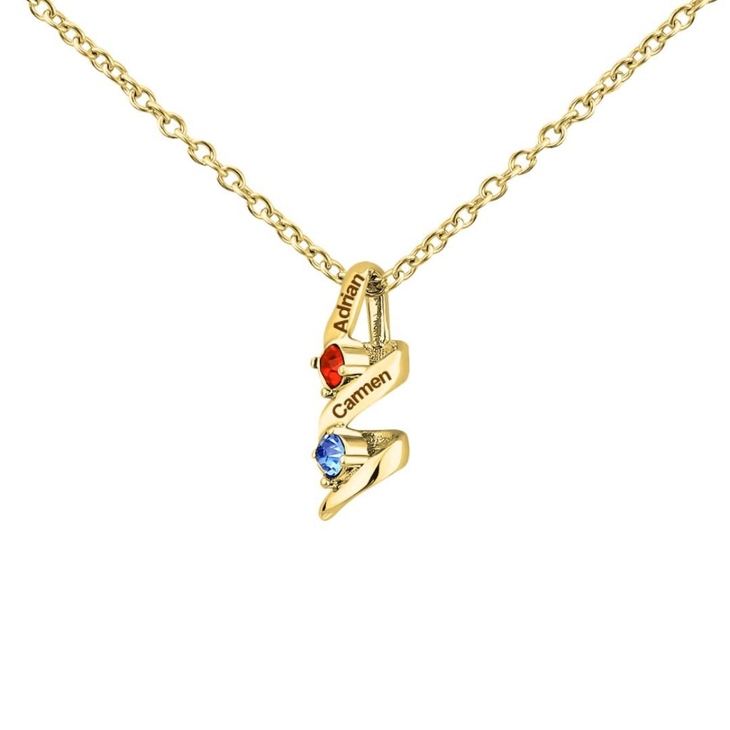 Collar con nombres y piedras natales - Moroveta