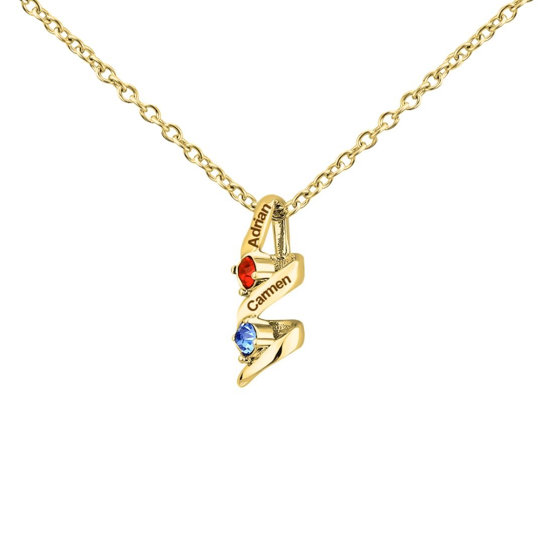 Collar con nombres y piedras natales - Moroveta