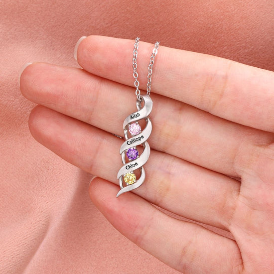 Collar con nombres y piedras natales - Moroveta