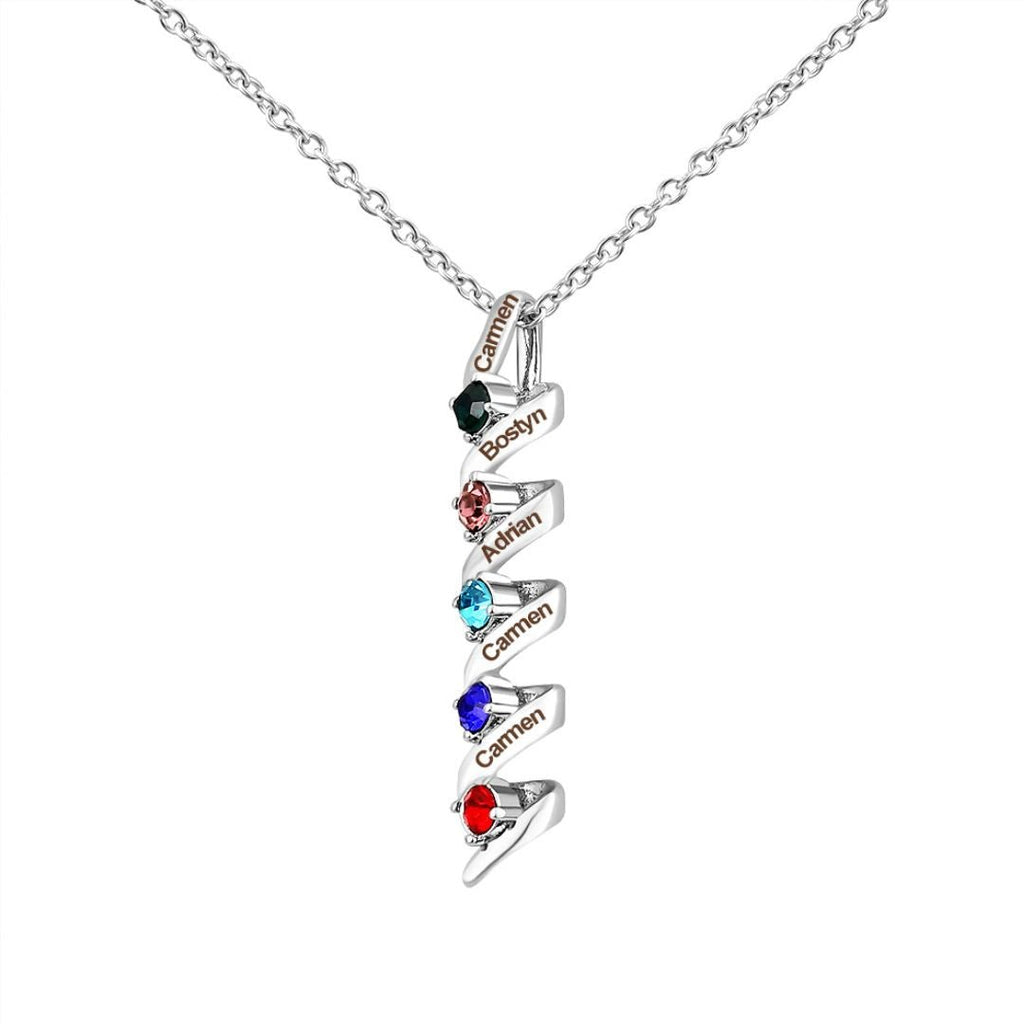 Collar con nombres y piedras natales - Moroveta