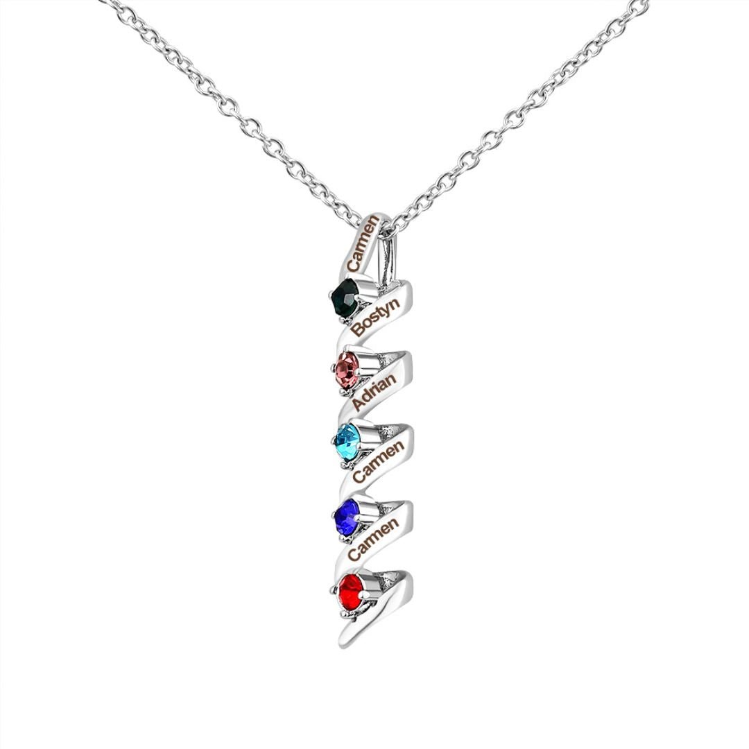 Collar con nombres y piedras natales - Moroveta