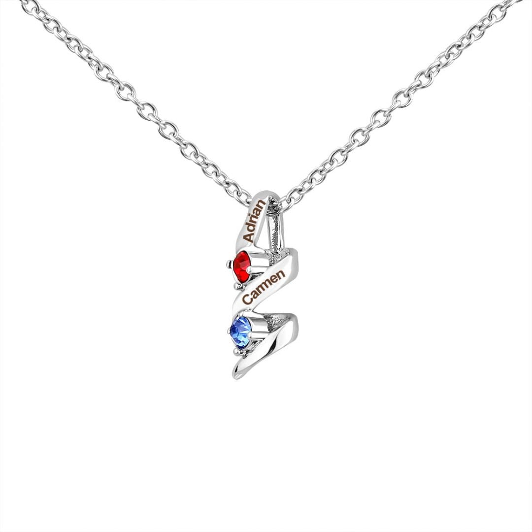 Collar con nombres y piedras natales - Moroveta