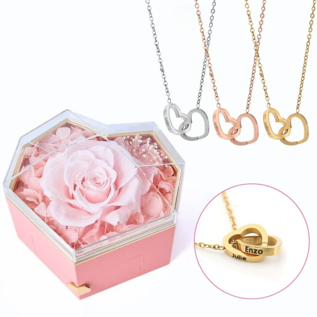 Collar con nombres y Rosa Eterna - Moroveta