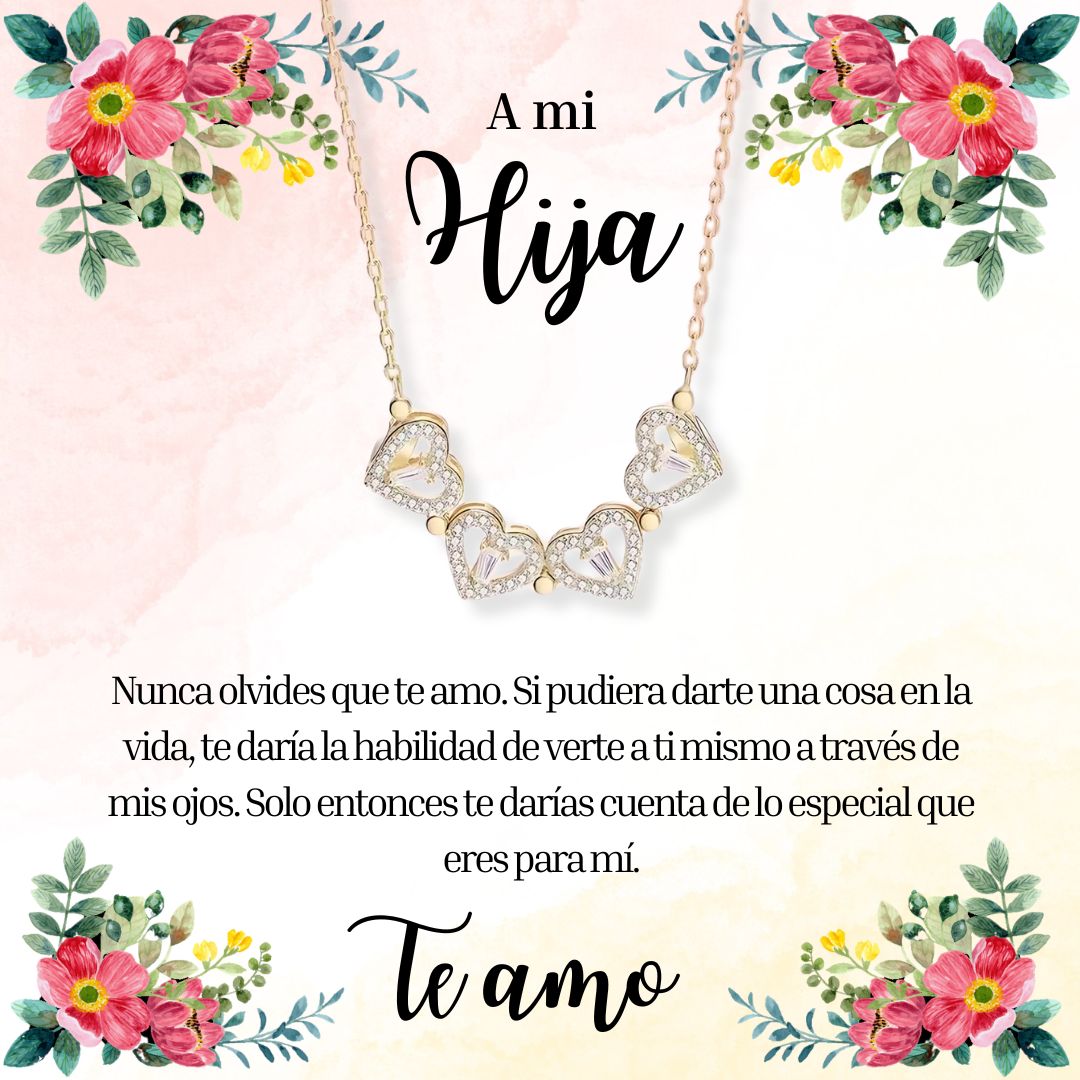 Collar con trébol de corazones - "A mi hija" - Moroveta