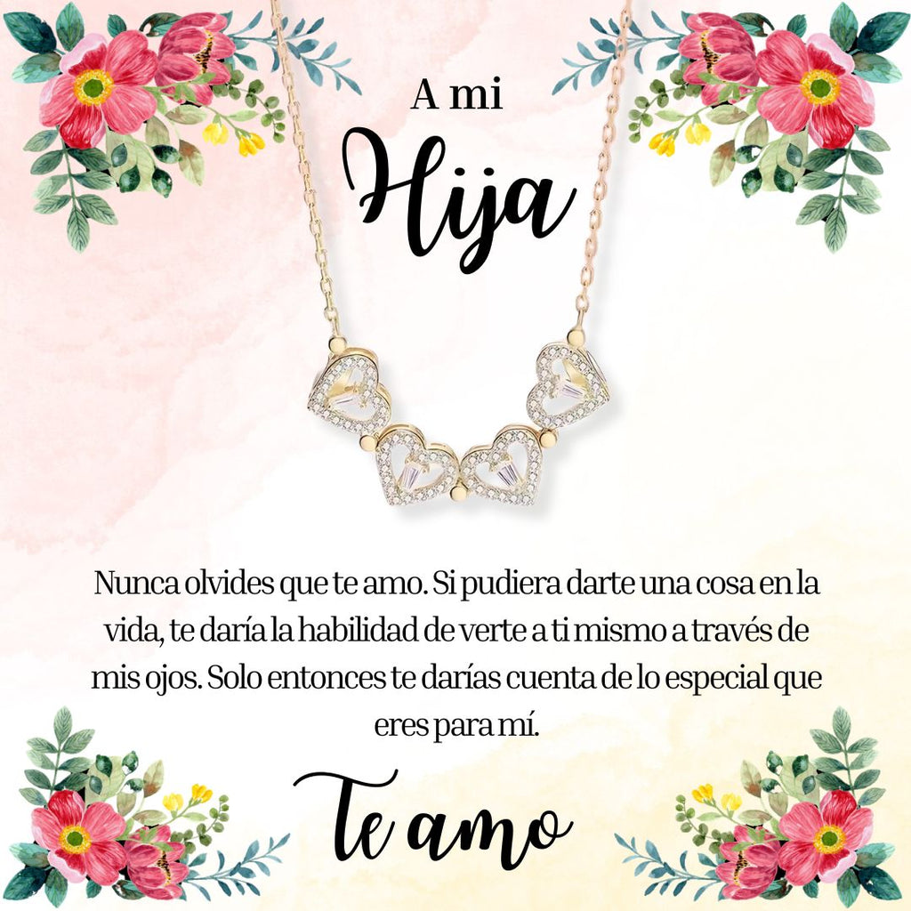 Collar con trébol de corazones - "A mi hija" - Moroveta
