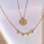 Collar con trébol de cuatro corazones + caja de rosa - Moroveta
