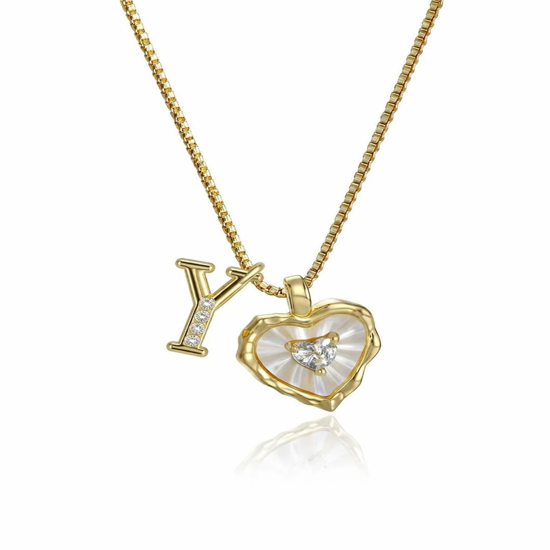 Collar de corazón nacarado con inicial personalizada - Moroveta