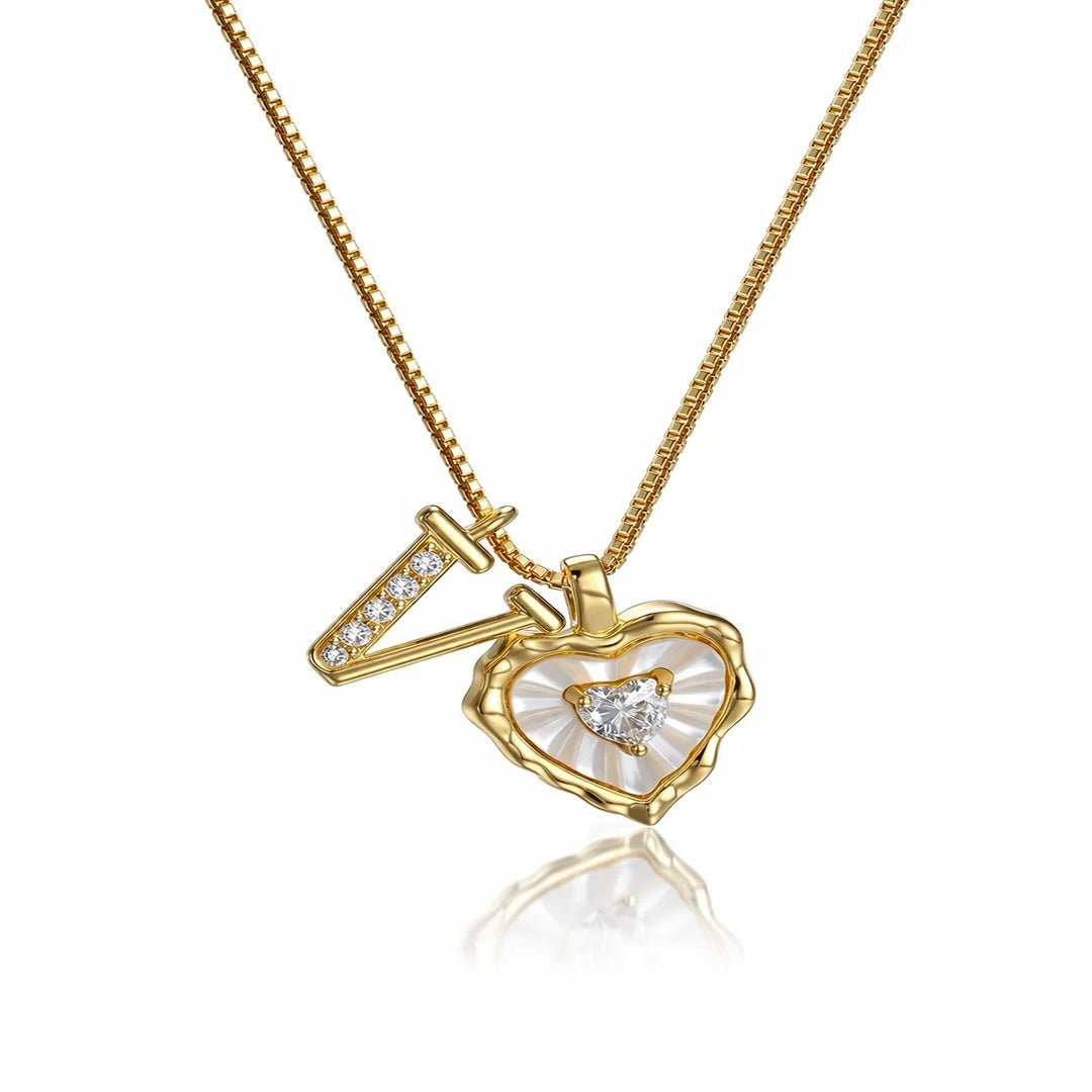 Collar de corazón nacarado con inicial personalizada - Moroveta