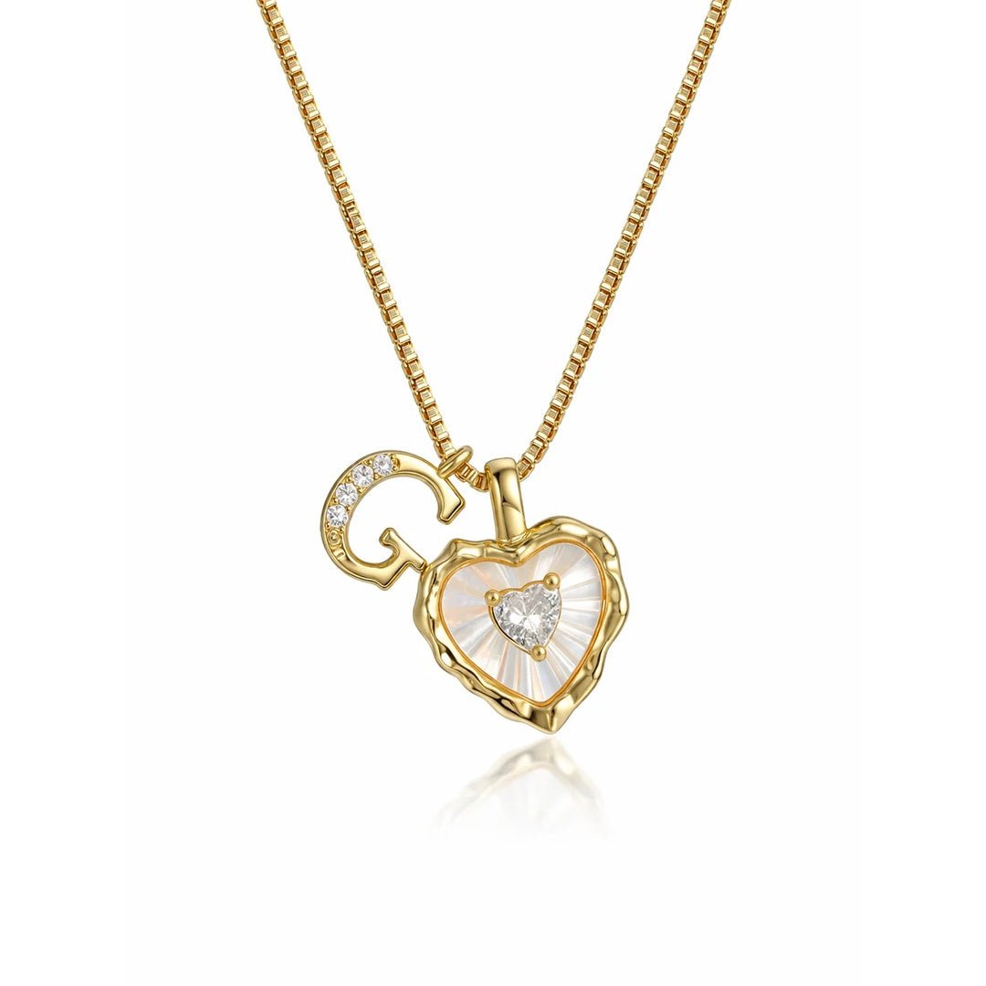 Collar de corazón nacarado con inicial personalizada - Moroveta
