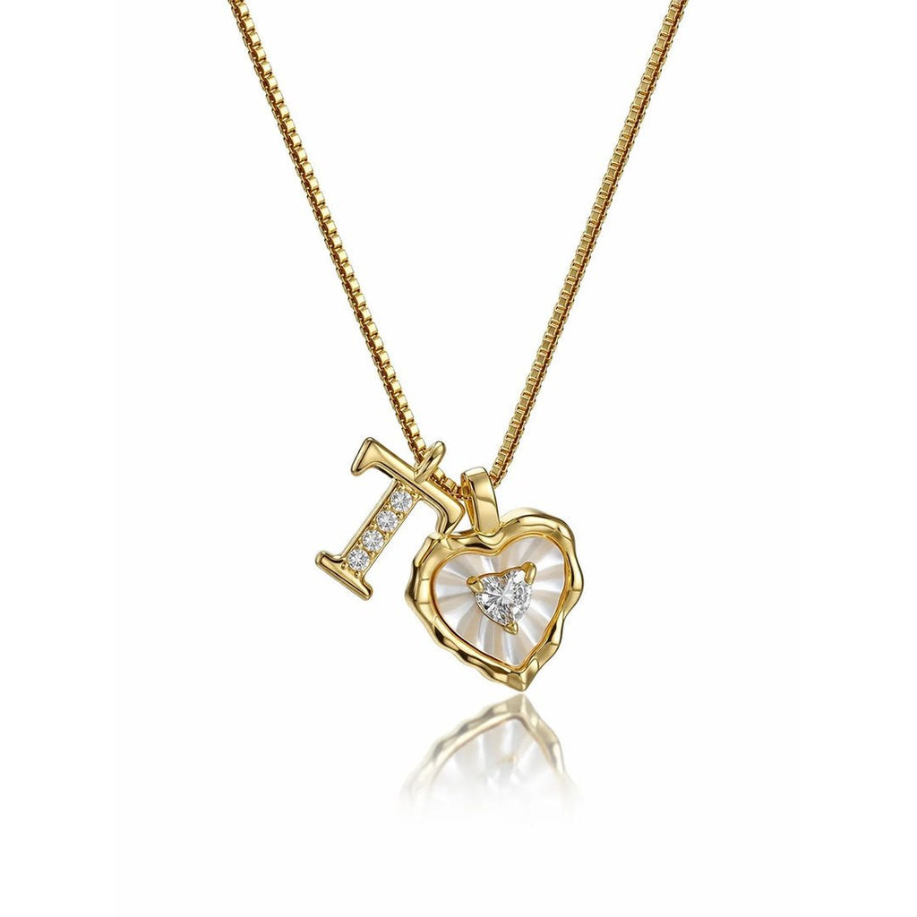 Collar de corazón nacarado con inicial personalizada - Moroveta